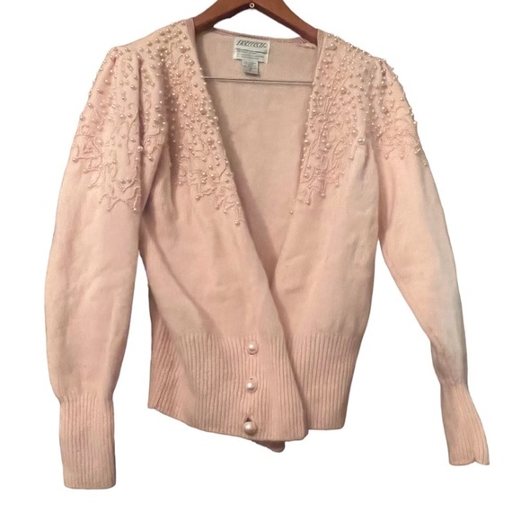 Vintage SIDEEFFECTS of California Sz Small Beaded Lambwool Rabbit Hair Sweater - Picture 1 of 11